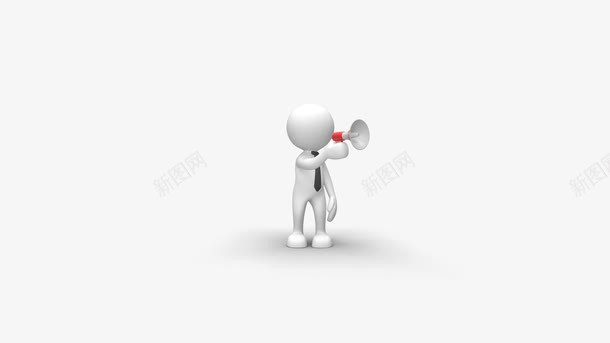 白色小人手拿喇叭呼喊png免抠素材_新图网 https://ixintu.com 呼喊 喇叭 白色小人 立体