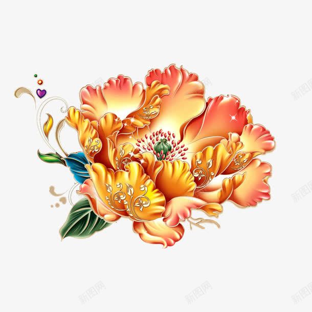 花朵png免抠素材_新图网 https://ixintu.com 叶子 富贵花开 手绘 牡丹花素材 粉色富贵花免扣 花纹 金色花开富贵 鲜花