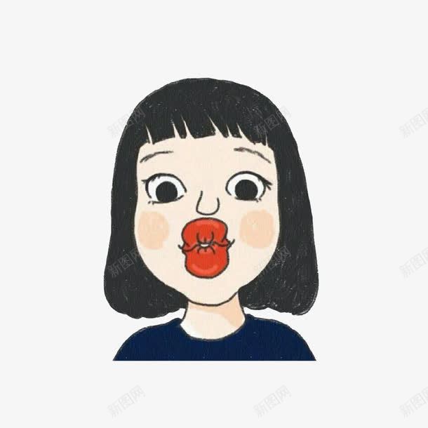 卡通嘟起大红唇的女孩png免抠素材_新图网 https://ixintu.com 卡通头像 卡通手绘 嘟嘟嘴 嘟嘴巴 红唇女孩