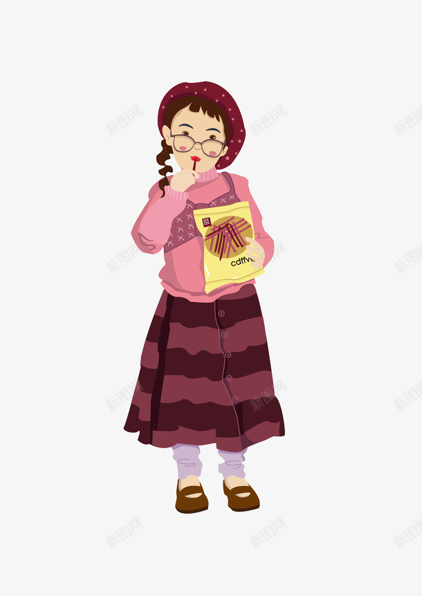吃东西的戴帽子女孩png免抠素材_新图网 https://ixintu.com 吃东西 嚼东西 女孩 戴帽子 粉色系