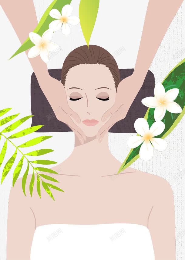 插图脸部按摩放松心情png免抠素材_新图网 https://ixintu.com 享受 享受假日 度假 放松 放松心情 放松旅行 放松身心 脸部按摩