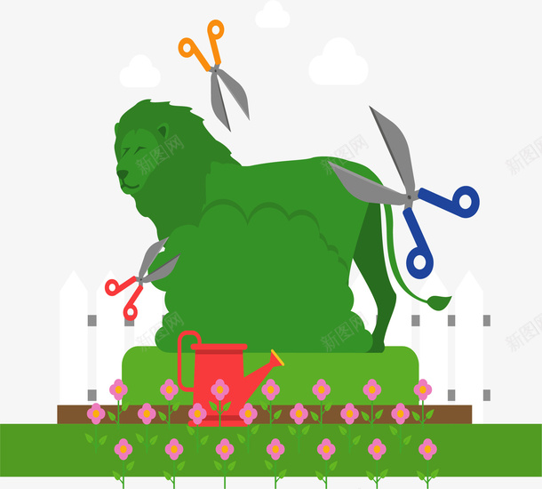 花园园丁修剪草坪矢量图ai免抠素材_新图网 https://ixintu.com 修剪草坪 修整杂草 勤劳园丁 狮子草坪 矢量png 矢量图 花园园丁 草坪