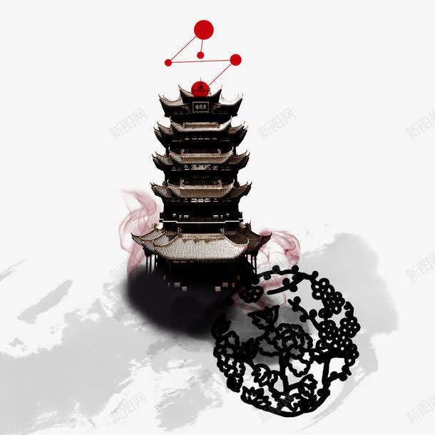 中国风海报古楼png免抠素材_新图网 https://ixintu.com psd下载 psd源文件 中国风 塔楼 描述 模仿 海报设计 白色 设计