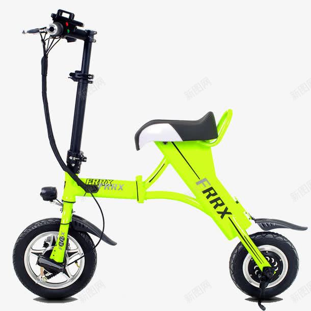 荧光绿折叠电动车单人车png免抠素材_新图网 https://ixintu.com 产品实物 电动自行车 迷你自行车 锂电池自行车