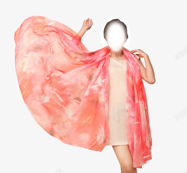 印花雪纺丝巾png免抠素材_新图网 https://ixintu.com 丝巾 产品实物 搭配 时尚 轻纱 透光轻纱
