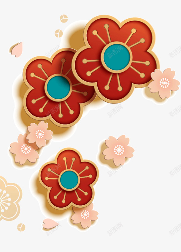 春节装饰花朵元素png免抠素材_新图网 https://ixintu.com 元素 春节 花朵 装饰