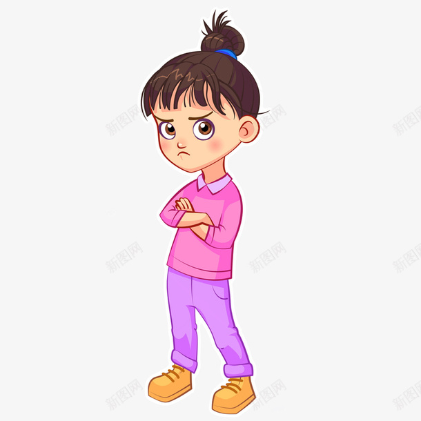 卡通赌气的女孩png免抠素材_新图网 https://ixintu.com 不开心 儿童生气 卡通人物不开心 可爱 女孩 孩子 情绪 气愤 气愤的表情 生气 艳丽 赌气