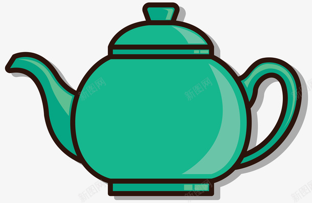 黑边手绘风格茶壶矢量图ai免抠素材_新图网 https://ixintu.com 卡通茶壶 手绘风格 现代茶壶 绿色 绿色茶壶 茶具 黑边 矢量图