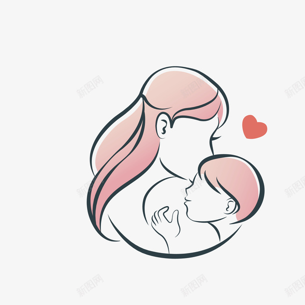 亲吻母子亲情亲昵png免抠素材_新图网 https://ixintu.com 儿童 女性 妈妈 孩子 手掌 粉红 血浓于水 长发