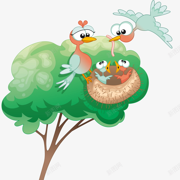 卡通树木上的小鸟家庭矢量图ai免抠素材_新图网 https://ixintu.com 一家人 卡通 家庭 小鸟 幸福 我的家人 树上的鸟窝 树木 植物 矢量图 鸟的庇护所 鸟窝