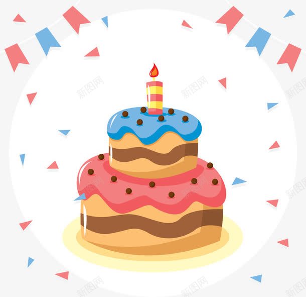 生日蛋糕png免抠素材_新图网 https://ixintu.com 彩旗 生日 节日 蛋糕