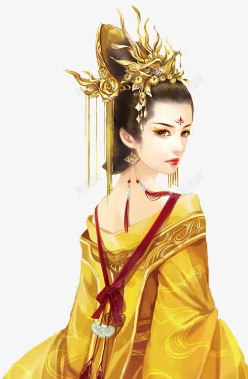 绿衣金冠后宫娘娘png免抠素材_新图网 https://ixintu.com 后宫 娘娘 绿衣 金冠