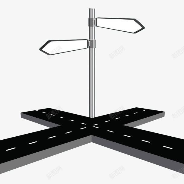 手绘十字路口路牌png免抠素材_新图网 https://ixintu.com 十字路口 手绘 标杆 路牌 金属杆 黑色