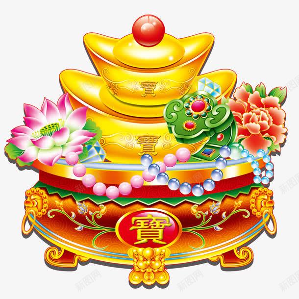 金银财宝png免抠素材_新图网 https://ixintu.com 宝藏 富贵 荷花 财宝 金子