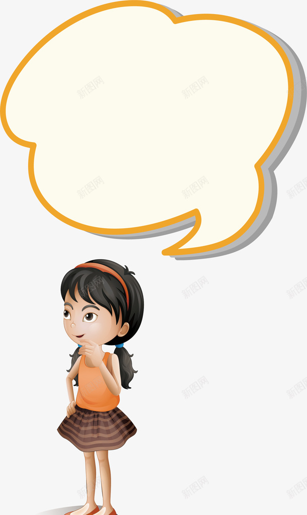 认真思考问题的女孩矢量图ai免抠素材_新图网 https://ixintu.com 卡通女孩 可爱女孩 思考 思考问题 矢量png 认真思考 矢量图