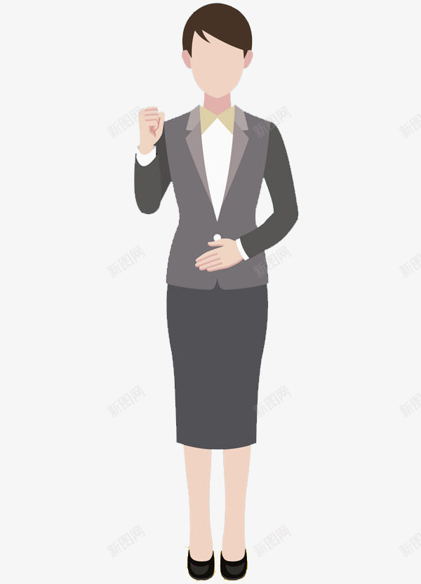 卡通手绘服务员png免抠素材_新图网 https://ixintu.com 人物画 制服 动作 女人 工作服 服务员 漂亮的