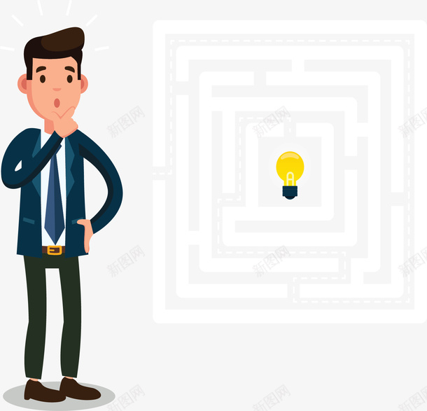 思考行走商务迷宫矢量图ai免抠素材_新图网 https://ixintu.com 商务小人 商务迷宫 思考 思考的人 矢量png 迷宫 矢量图