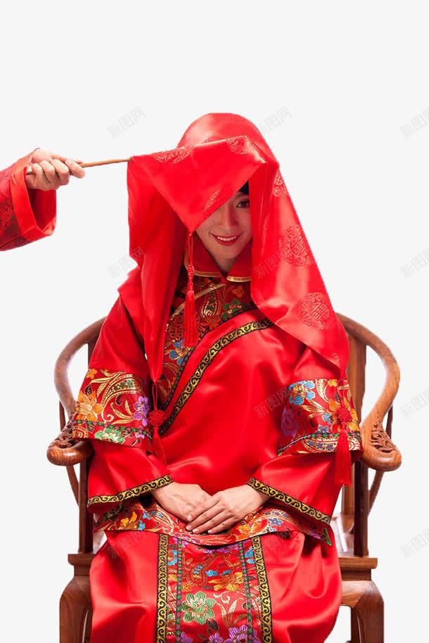 中国传统新娘服饰png免抠素材_新图网 https://ixintu.com 出嫁 古装 头纱 新娘 盖头 红衣 面纱