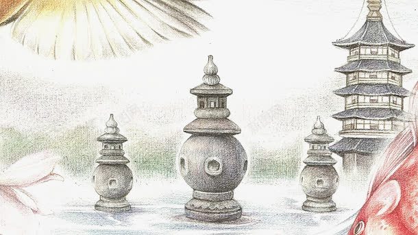 唯美手绘旅游杭州地标图png免抠素材_新图网 https://ixintu.com 三潭印月 手绘风景图 旅游 杭州地标 西湖 风景