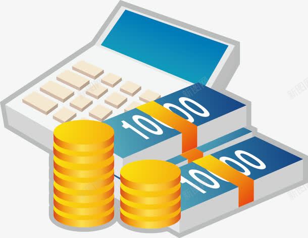财务工具png免抠素材_新图网 https://ixintu.com 计算器 金子 钱 银两