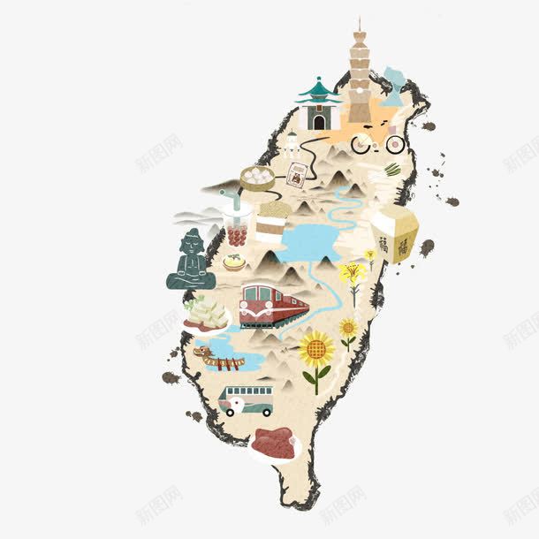手绘台湾地图png免抠素材_新图网 https://ixintu.com 中华人民共和国省级行政区 中国台湾地图 中国台湾省 台湾地图 手绘台湾地图 手绘地图