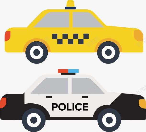 交通工具出租车警车png免抠素材_新图网 https://ixintu.com 交通工具 代步工具 警车 黄色出租车