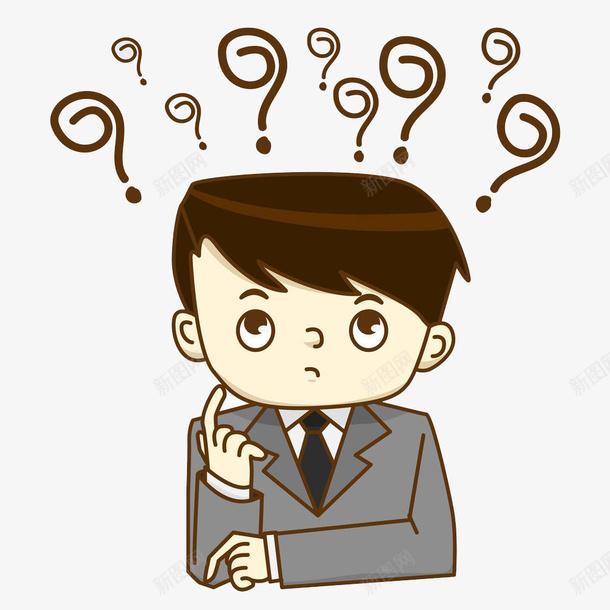 满脑疑问的男士png免抠素材_新图网 https://ixintu.com 卡通人物 发问 困惑 工作人员 男士 疑问 解决问题