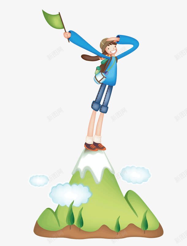 眺望的人png免抠素材_新图网 https://ixintu.com 举着旗帜的人 卡通 卡通插画 卡通的人 导游 导游小人 眺望的人