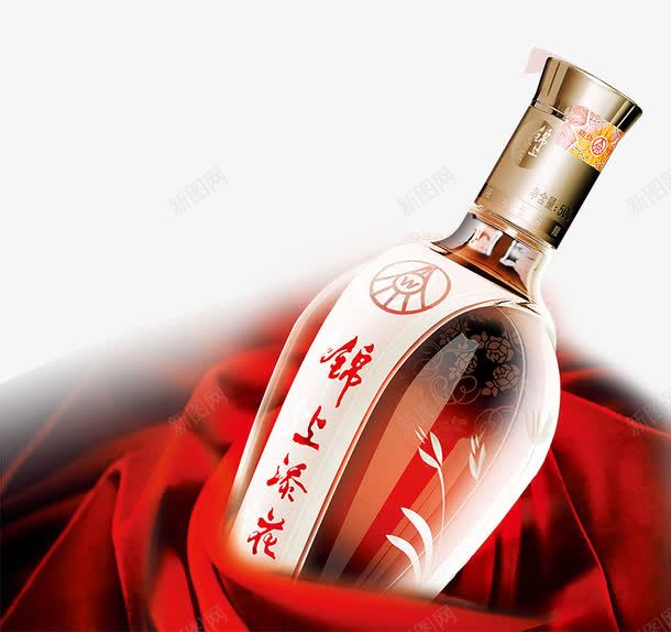 五粮液之锦上添花白酒png免抠素材_新图网 https://ixintu.com 五粮液之锦上添花白酒 产品实物 创意 红色绸缎 酒水 飘带