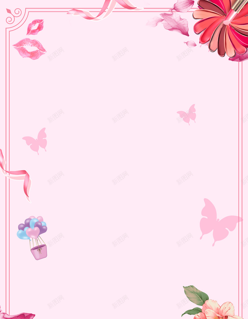 粉色清新女神节促销海报jpg设计背景_新图网 https://ixintu.com 3月7日 促销海报 女人节 女王节 女神节 彩妆 折扣 清新 粉色 美丽 花朵 边框