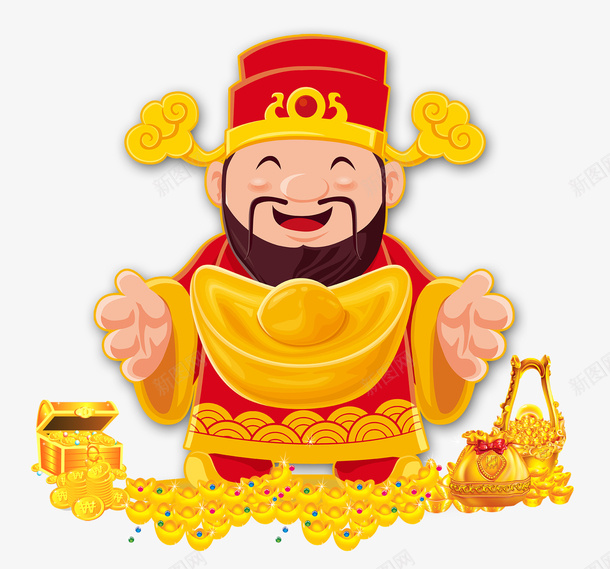 卡通财神psd分层图psd免抠素材_新图网 https://ixintu.com 元宝 卡通财神 年末大促 新年纳财 福袋 财神到