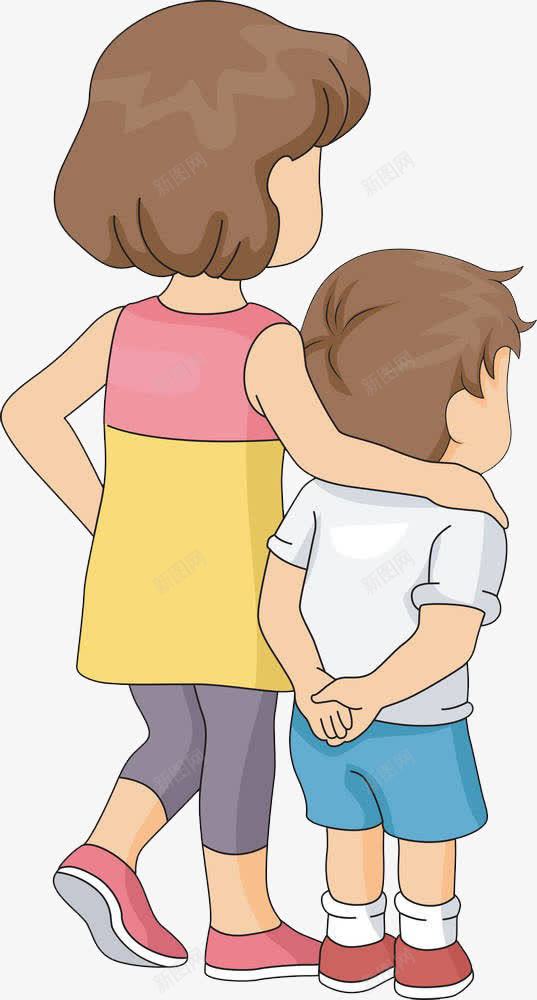 母子的背影png免抠素材_新图网 https://ixintu.com 卡通手绘 妈妈和儿子手绘 拢着 母子 老人和小孩 背影