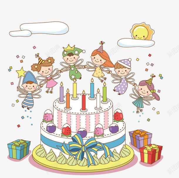 一起过生日的小天使png免抠素材_新图网 https://ixintu.com 一起 天使 生日 生日蛋糕