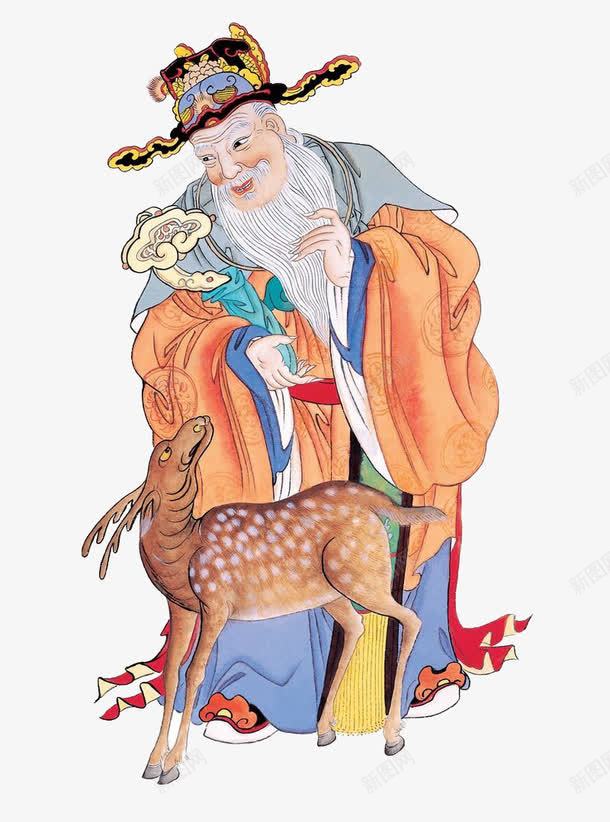 抱着玉如意的财神png免抠素材_新图网 https://ixintu.com 如意 梅花鹿 装饰 财神