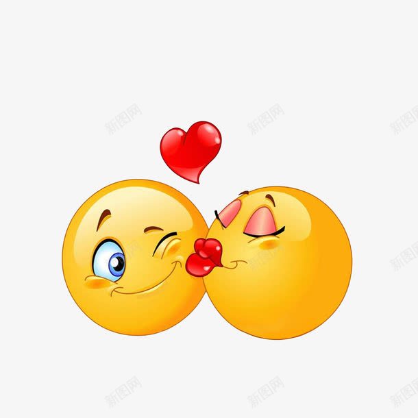 卡通亲吻的表情png免抠素材_新图网 https://ixintu.com 亲吻的表情 嘟嘟嘴 害羞 爱心emoji 红色爱心 闭眼