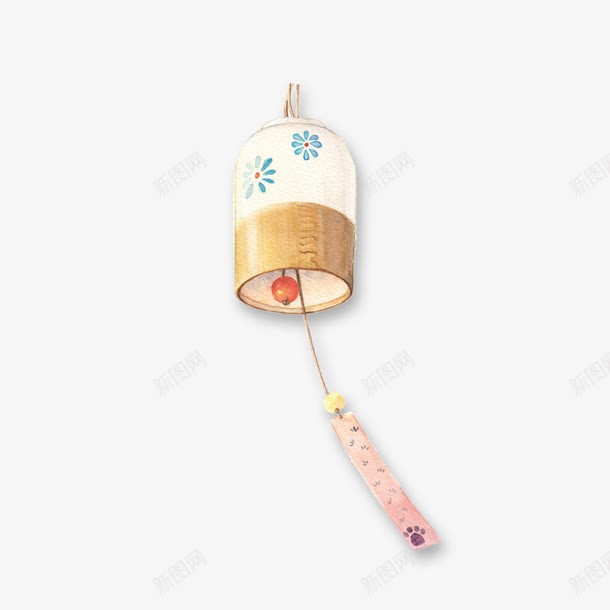 手绘风铃png免抠素材_新图网 https://ixintu.com 古风 手绘 装饰 风铃