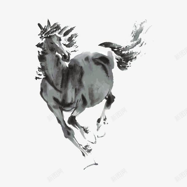 马矢量图图标ai_新图网 https://ixintu.com 墨迹 奔跑 毛笔马 水墨画 游戏图标ui马坐骑 矢量图 马 马正面