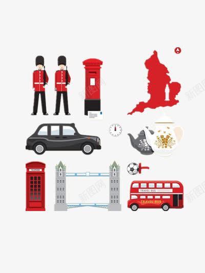 英伦风小图标png_新图网 https://ixintu.com 汽车 红色 英伦 英国士兵 车子 邮箱