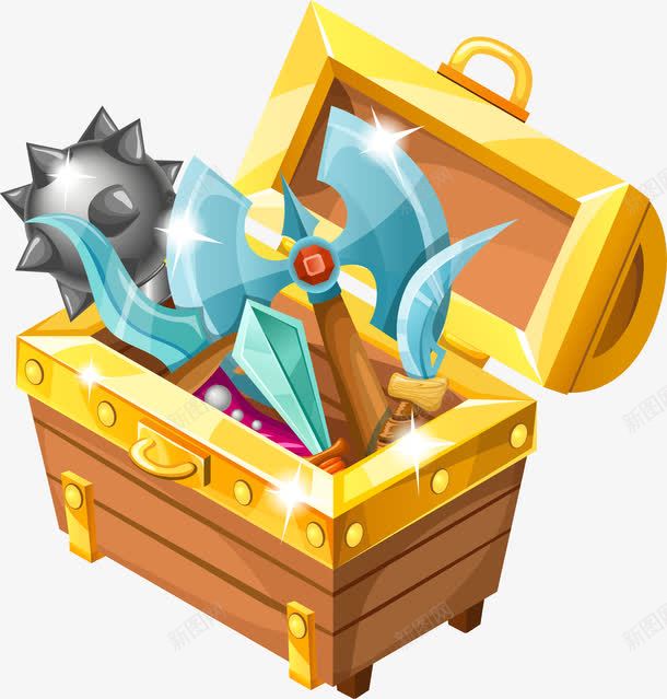 手绘游戏宝藏金币宝箱png免抠素材_新图网 https://ixintu.com 动画宝箱 古代箱子 复古箱子 宝箱 宝藏 开宝箱 打开的宝箱 木箱 百宝箱 财宝 财宝箱 金光闪闪 金宝箱 金银珠宝
