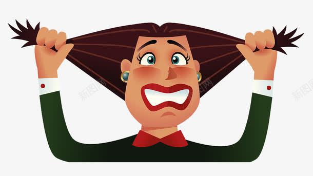 卡通抓狂的女孩png免抠素材_新图网 https://ixintu.com 咬牙 女孩 情绪愤怒 抓头发 抓狂 生气 美女抓狂