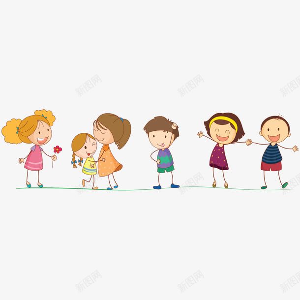卡通一群小孩png免抠素材_新图网 https://ixintu.com 一群孩子 卡通 可爱 宝贝计划 小女孩 小男孩 小花 活波 笑脸