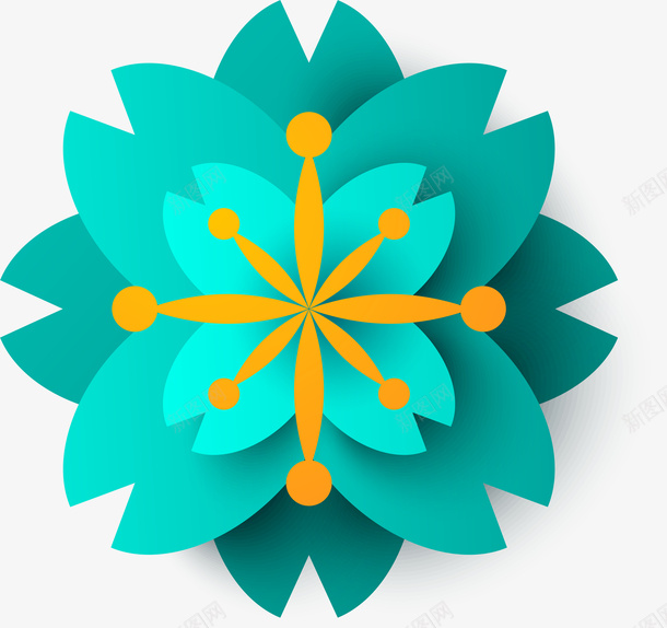 蓝色微立体花朵花卉png免抠素材_新图网 https://ixintu.com 中国传统 剪纸 卡通 微立体 矢量图案 花朵花卉 蓝色
