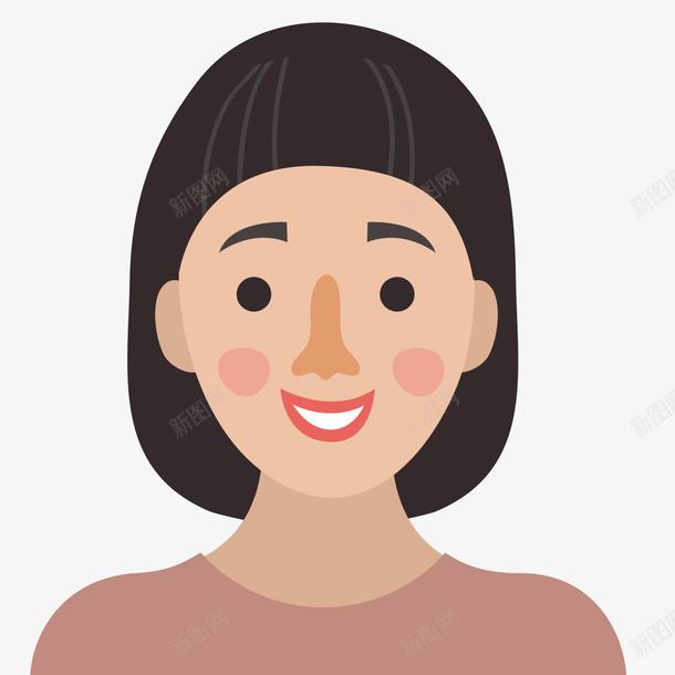 卡通扁平化微笑的女性人物矢量图ai免抠素材_新图网 https://ixintu.com 人物设计 卡通 女性 微笑 扁平化 用户头像 矢量图