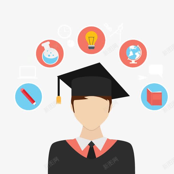 戴博士帽矢量图eps免抠素材_新图网 https://ixintu.com 博士帽 地球仪 学习 学位 教育 灯泡 烧瓶 矢量图