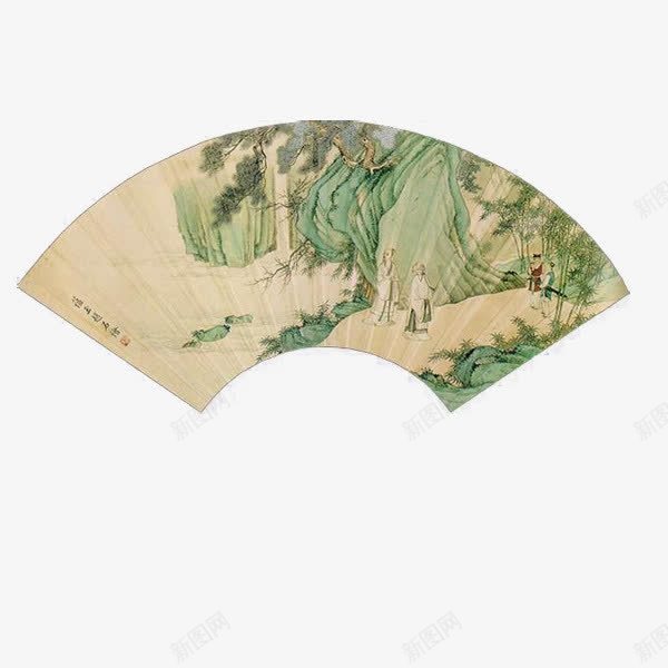 扇形水墨边框png免抠素材_新图网 https://ixintu.com 中国风 古风 山中人 扇形 扇面边框 折扇 水墨画 纸质 绘画