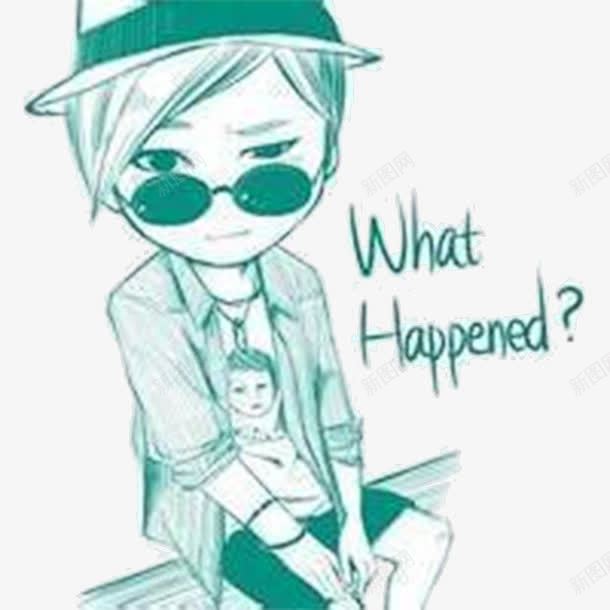 非主流男孩png免抠素材_新图网 https://ixintu.com QQ头像 戴眼镜 蓝色衣服