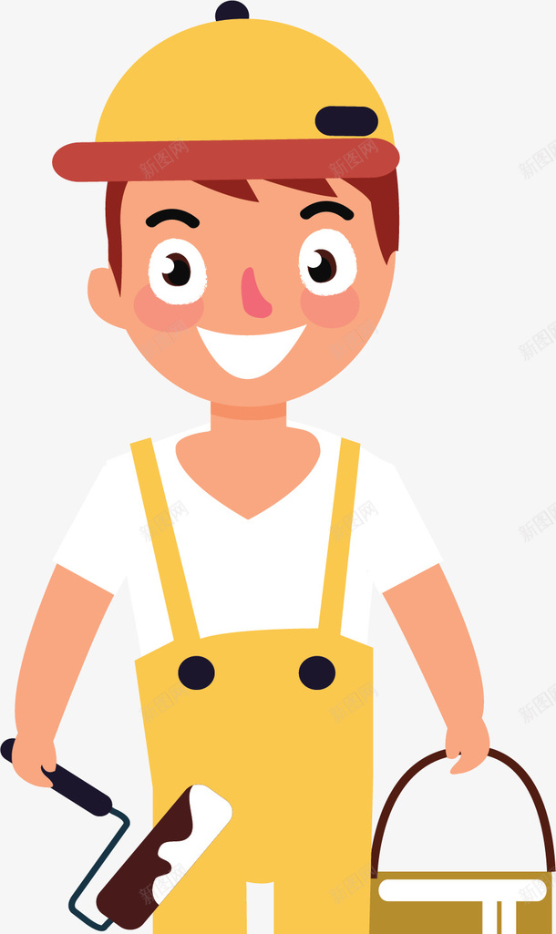 黄色衣服刷墙工人矢量图ai免抠素材_新图网 https://ixintu.com 上班族 刷墙 刷墙工人 工人 油漆工 矢量png 矢量图 粉刷匠