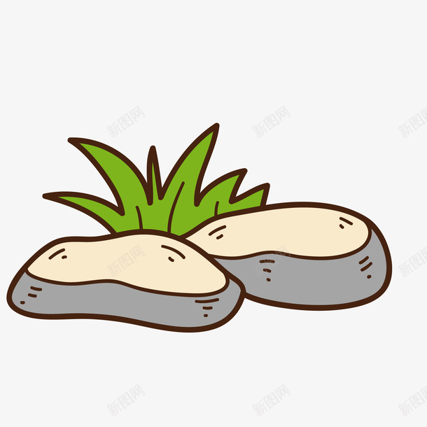 卡通手绘石头和小草矢量图ai免抠素材_新图网 https://ixintu.com 植物 生命奇迹 矢量图 石头 石缝中的小草 郊外 野外 顽强生命力的小草