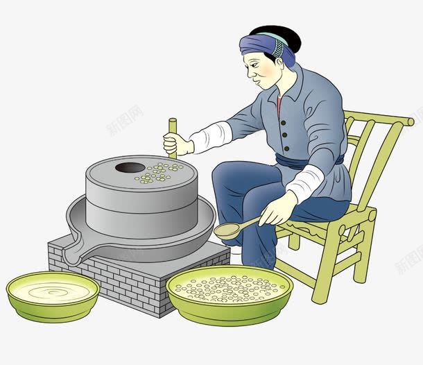 磨豆浆png免抠素材_新图网 https://ixintu.com PSD源文件 石磨 磨盘 磨米浆 磨豆浆