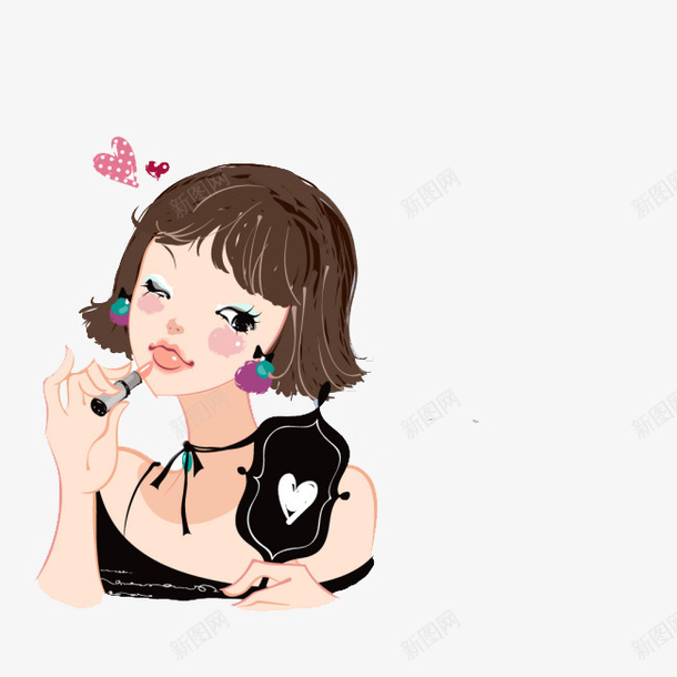 涂口红的女孩png免抠素材_新图网 https://ixintu.com 化妆 女孩 涂口红 装扮